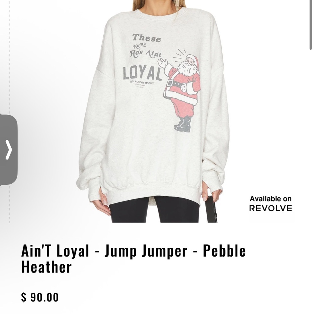 The Laundry Room Gray Crew Neck Sweater with Graphic Design - Santa